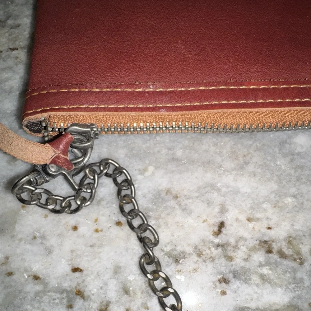 American Bling Leather Hand Bag Clutch Pink Cowhide Chain Strap - Picture 4 of 7